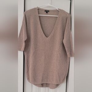 V-Neck Knit Sweater - Taupe Express Brand S/P